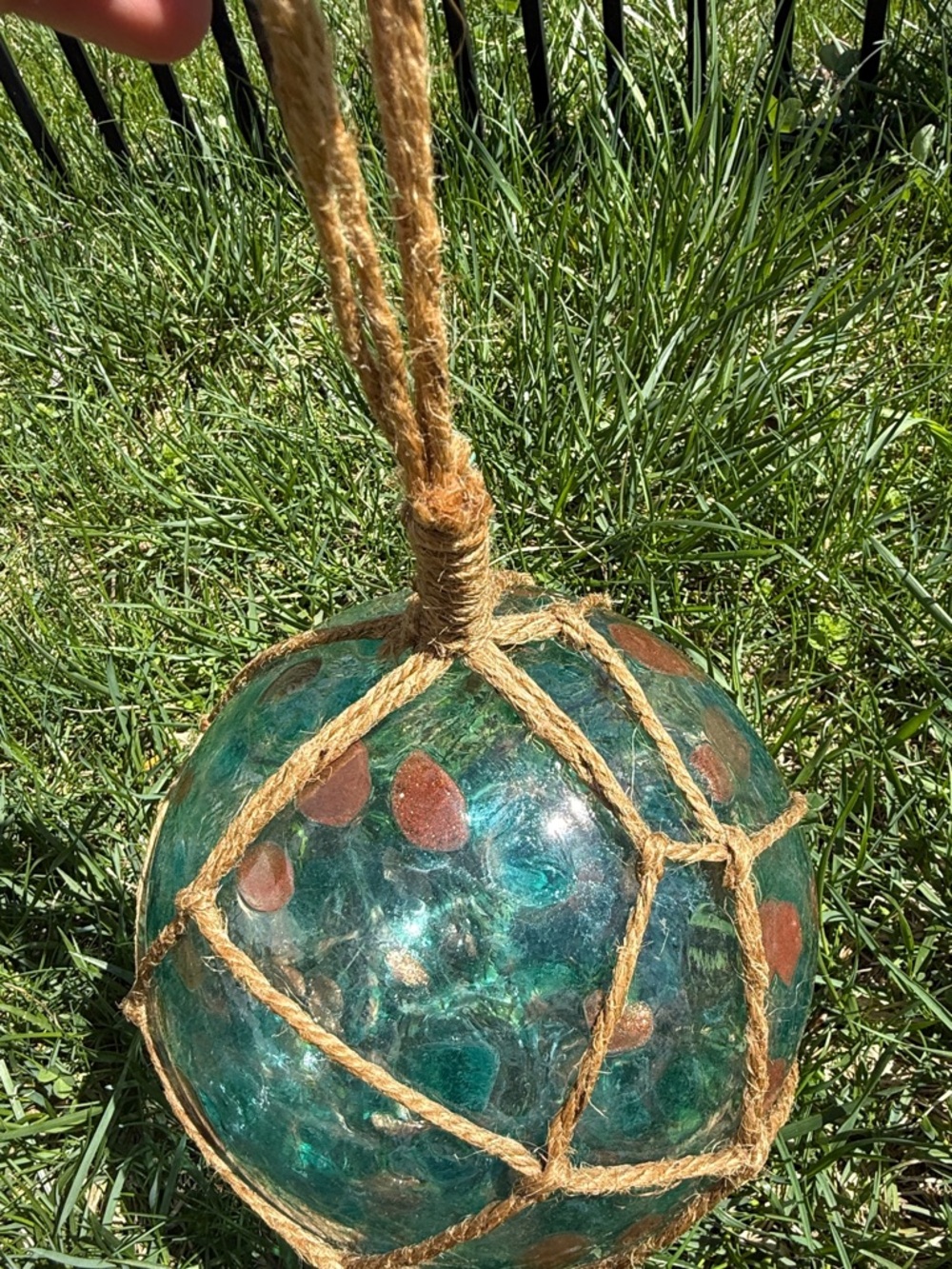 Glass Float Sea Ball 7” with Netting Decor - Picture 3 of 3